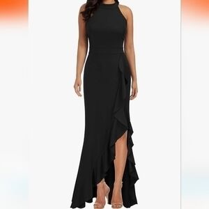 WOOSEA Women's High Neck Split Bodycon Mermaid Evening Cocktail Long Dress XL NW